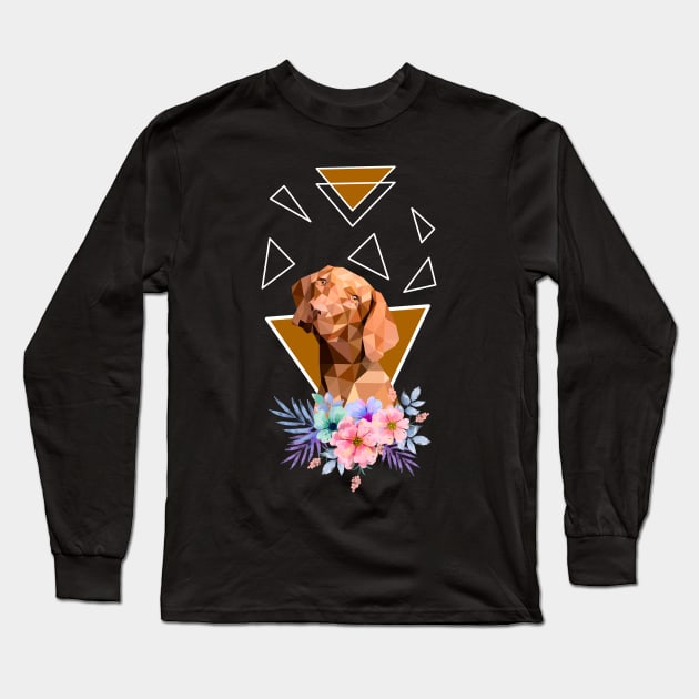 Dog with flowers Long Sleeve T-Shirt by Jackson Lester